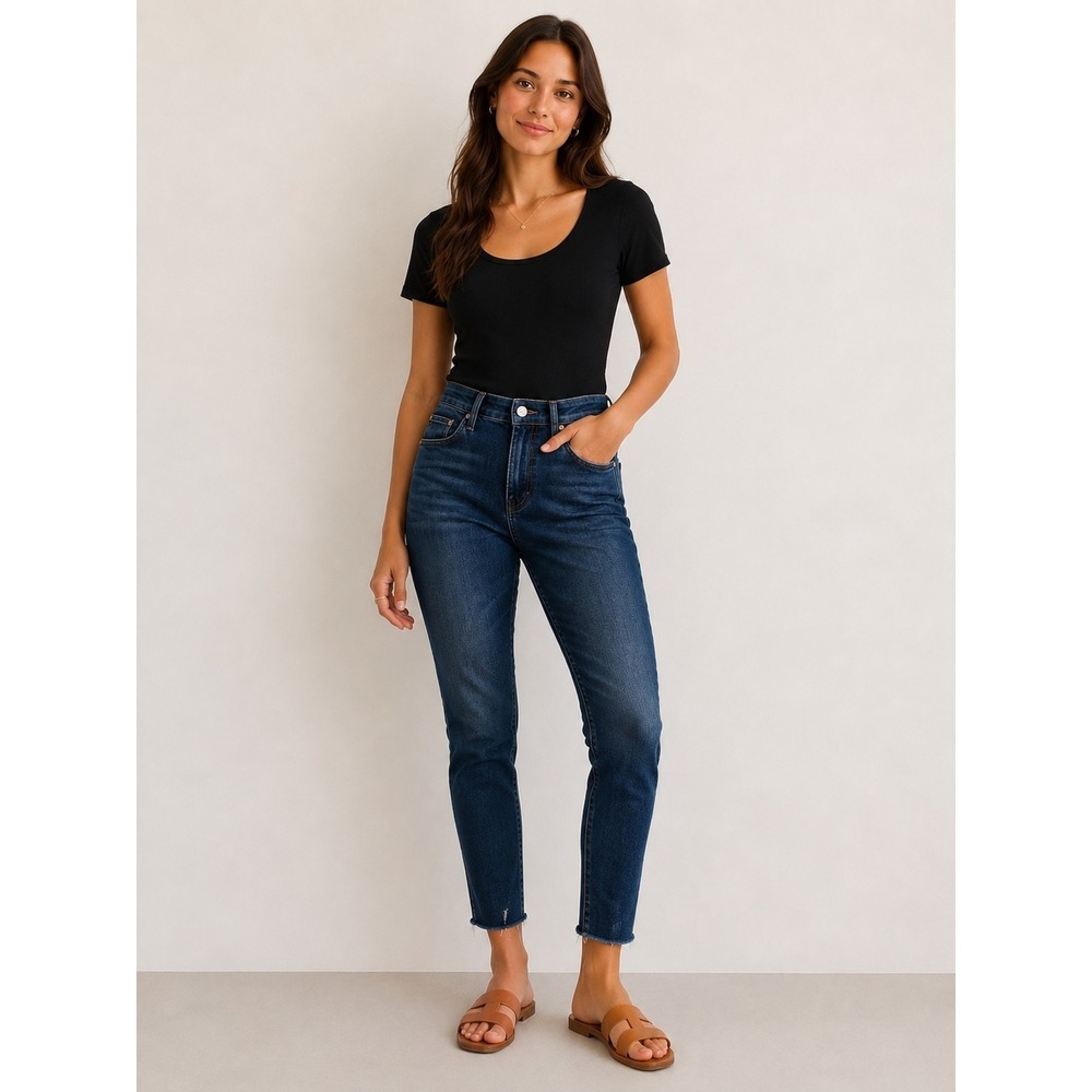 Mother High Waisted Looker Ankle Fray Blue Jeans Size 26